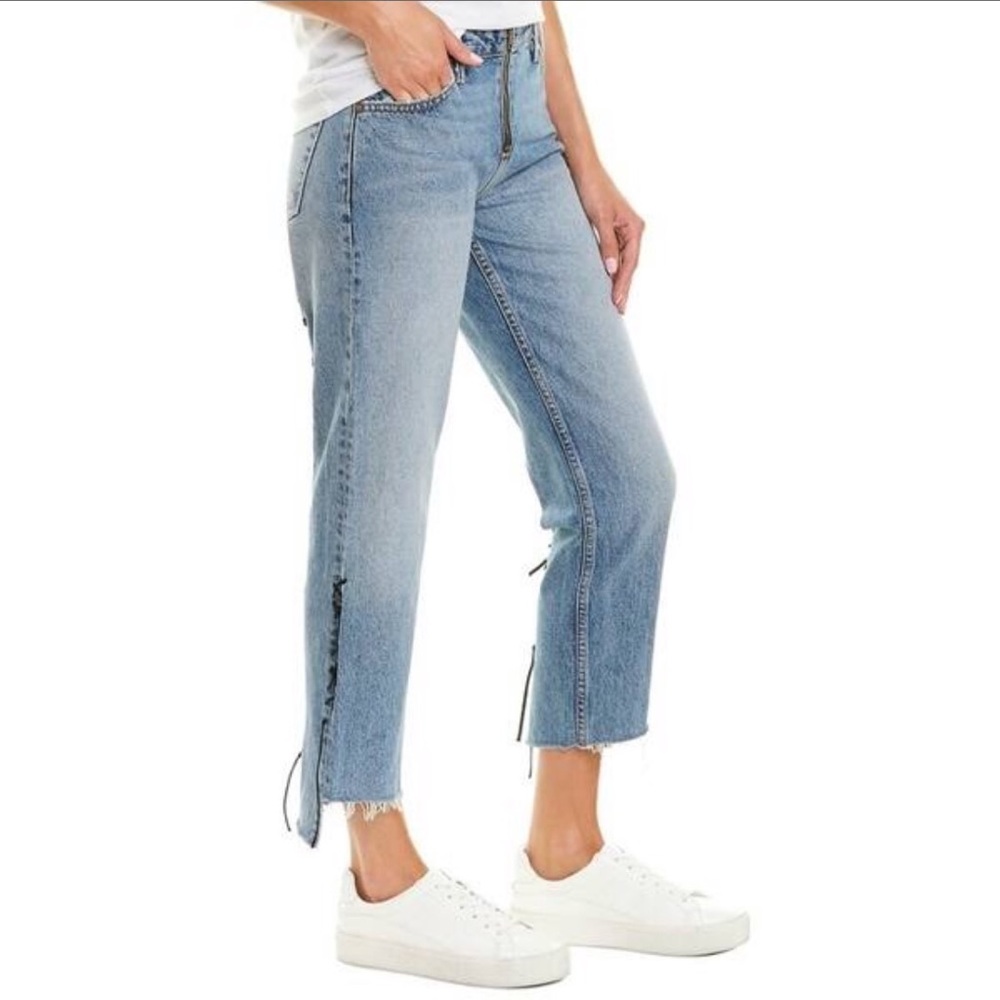 GRLFRND Renn Stitched Mid Rise Waist Jeans